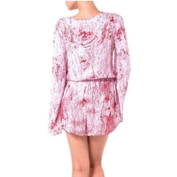 Betro Simone Womens Red & White Long Sleeve shorts Romper size XS walking dead - Picture 8 of 8